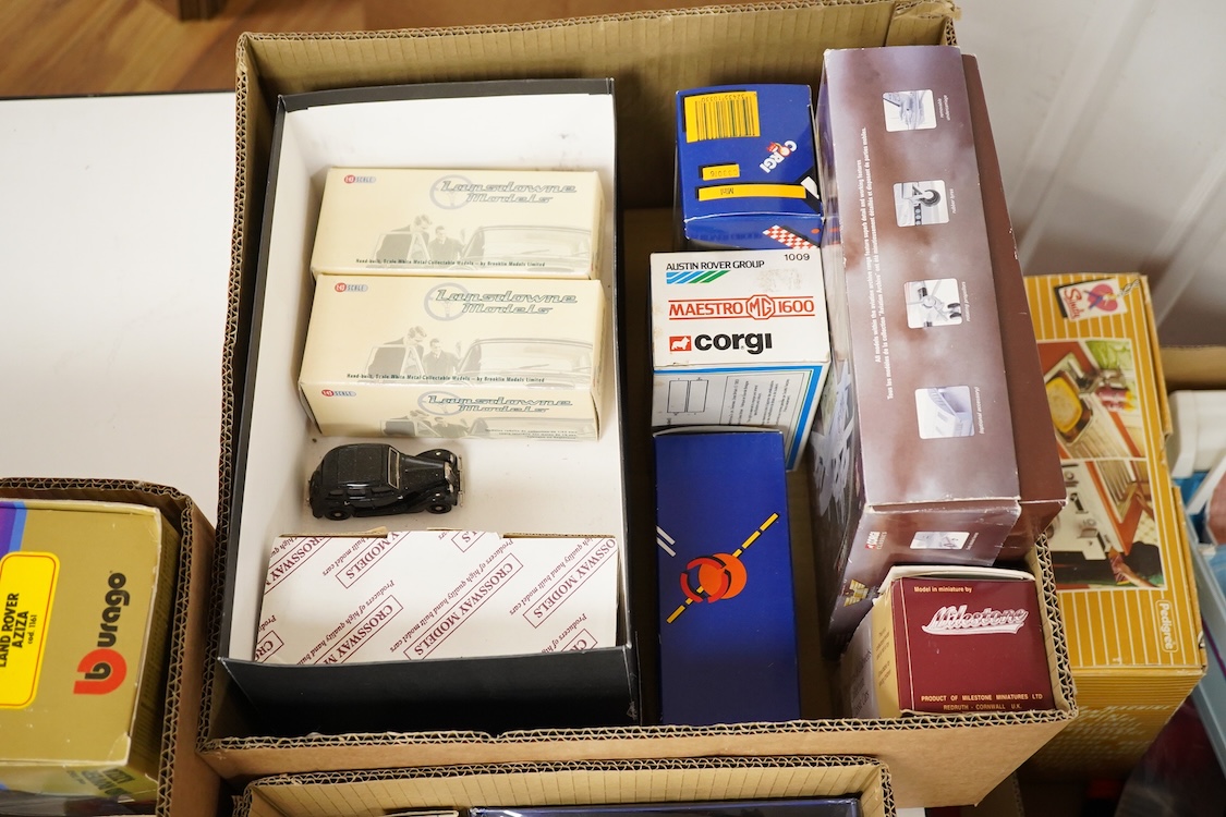 Thirty-six diecast and white metal vehicles, including; four white metal vehicles; a Crossway Models Morris Oxford, a Gem & Cobwebs Austin Taxi, two Lansdown Models; a 1951 Bentley Mk.VI and a 1936 Morris Ten-Four, toget